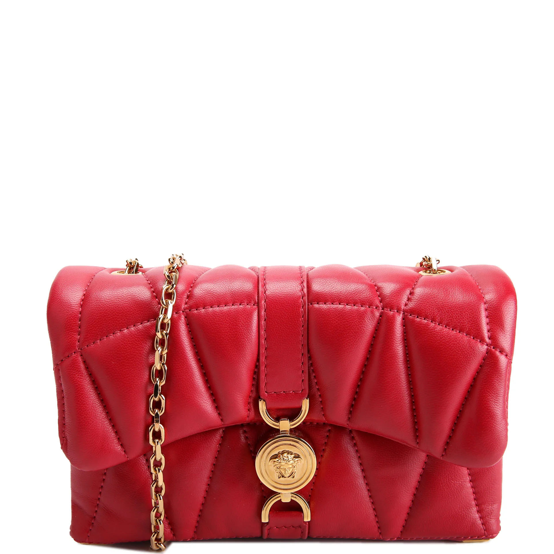 Kleio Quilted Mini Bag Red/Gold | Keeks Designer Handbags