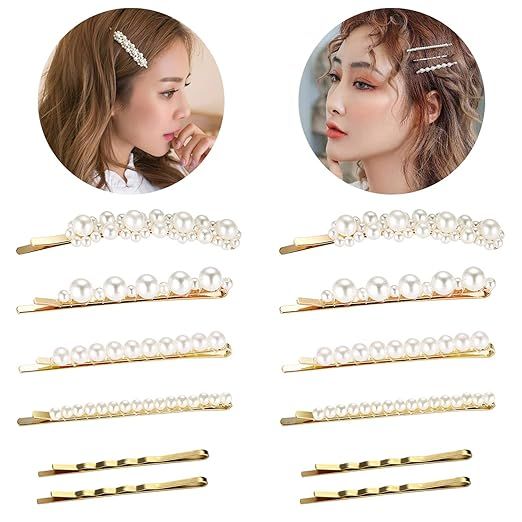 Pearl Hair Pins for Women Girls, Funtopia 12pcs Fashion Sweet Artificial Pearl Hair Clips Bobby P... | Amazon (US)