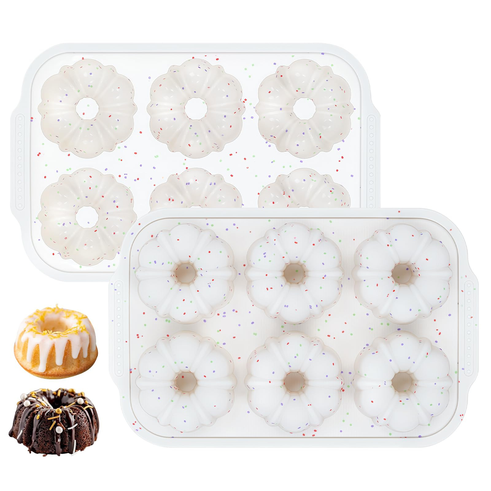 CAKETIME Mini Fluted Tube Pan with Metal Reinforced Frame, 6-Cavity Silicone Nonstick Small Cake ... | Amazon (US)
