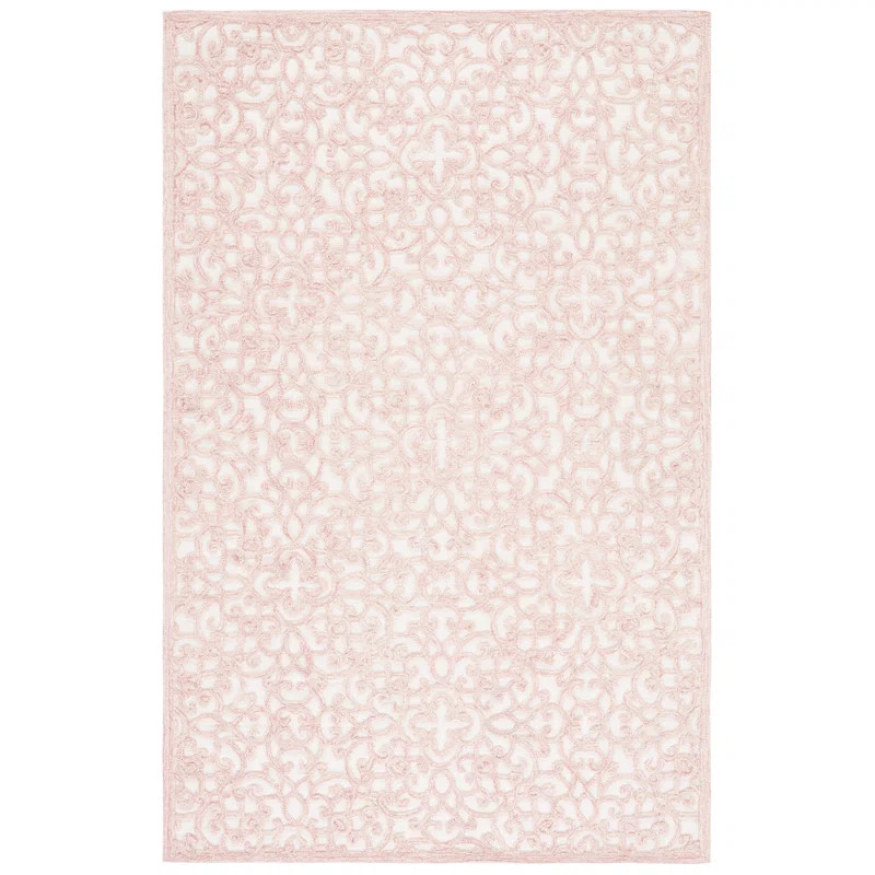 Dexi Handmade Wool Ivory / Pink Rug | Wayfair North America