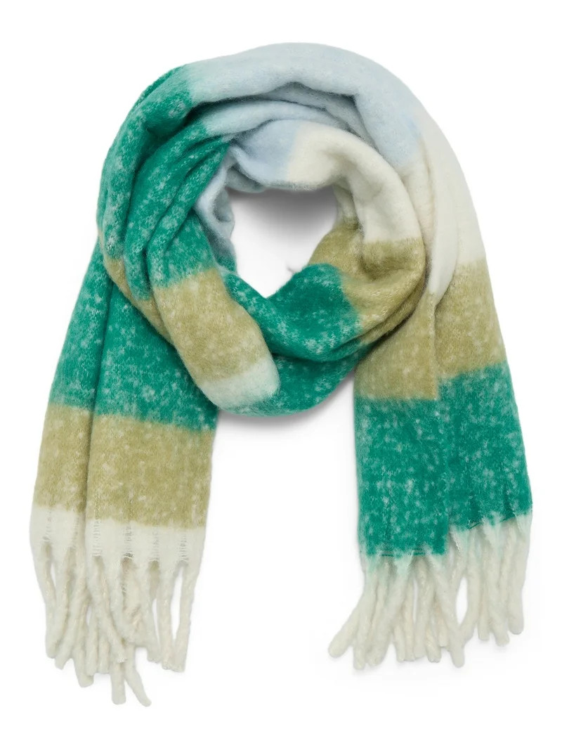 Time and Tru Women's Blanket Scarf, One Size, Dark Green Lime | Walmart (US)
