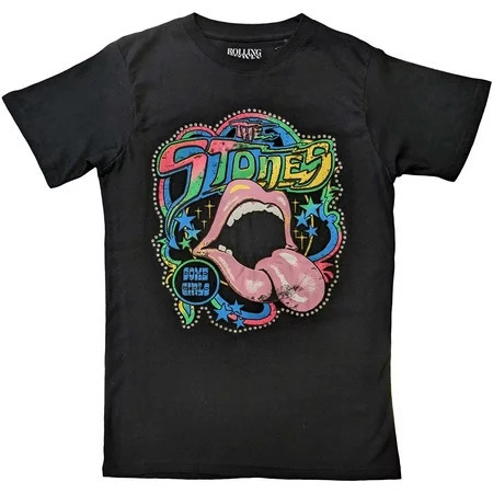 Men s Rolling Stones Some Girls Neon Tongue T-shirt Small Faded Black | Walmart (US)