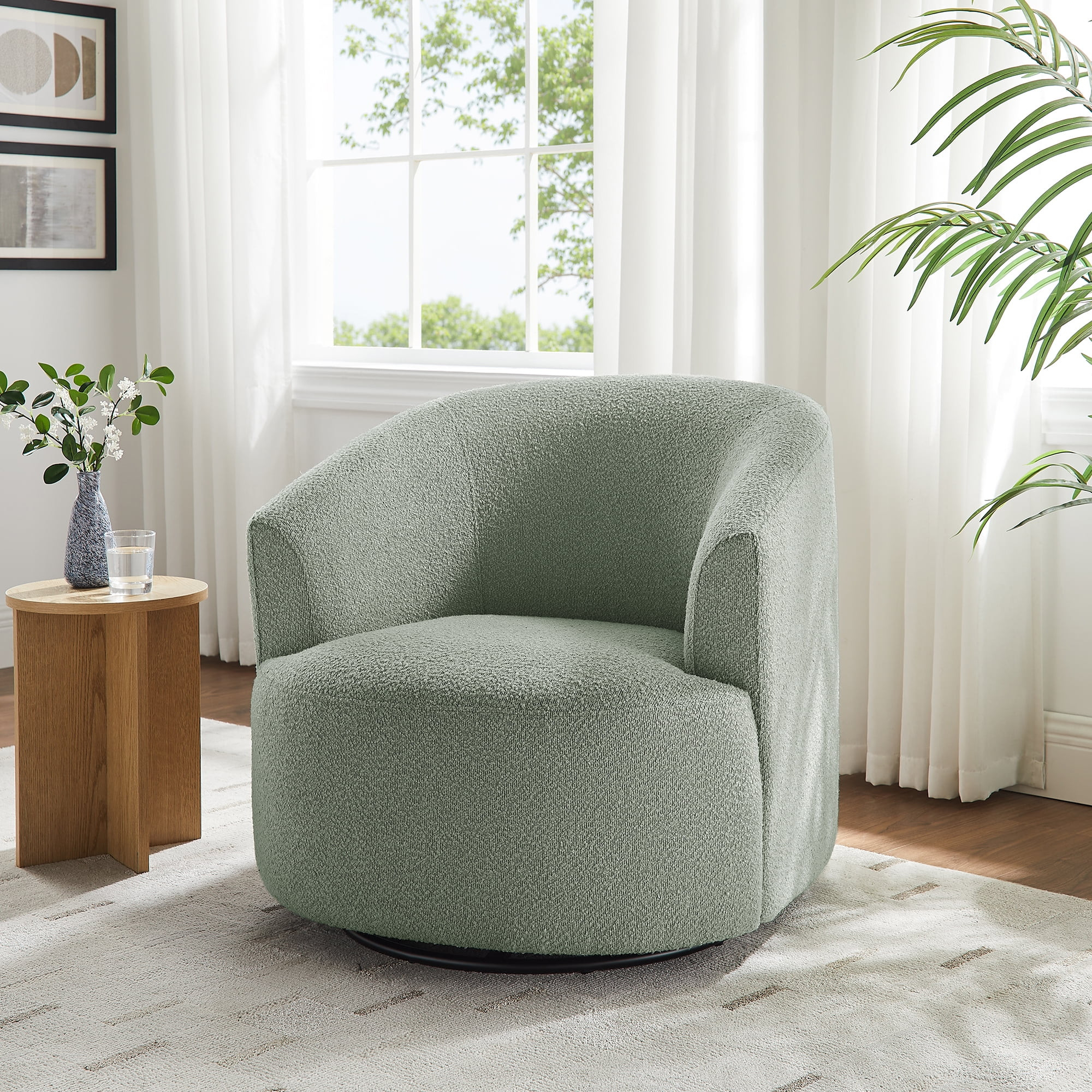Mainstays Boucle Swivel Chair, Olive - Walmart.com | Walmart (US)