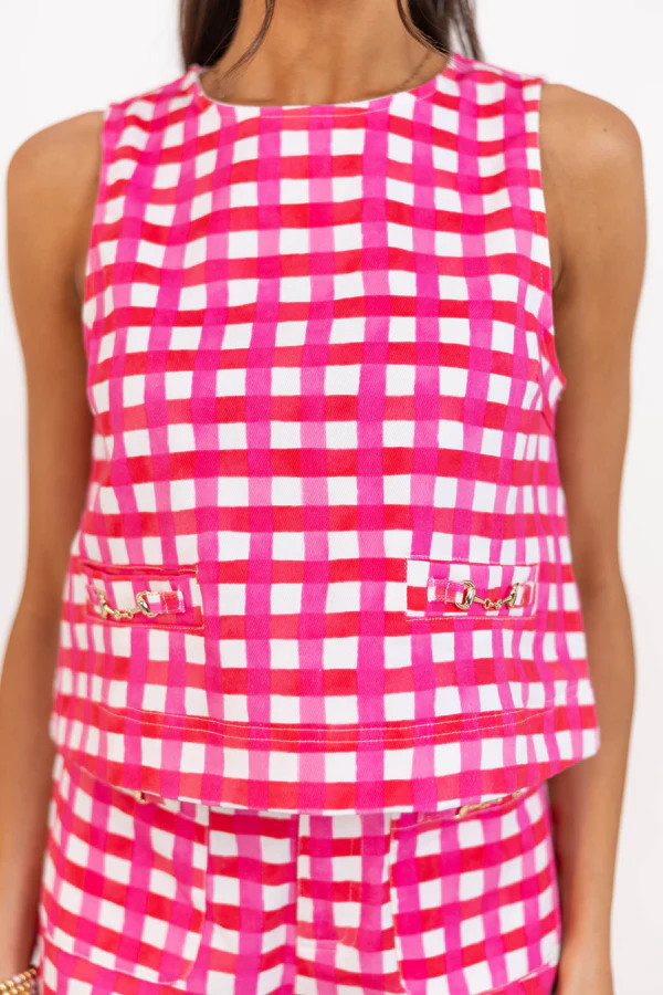 Keep On Going Pink Gingham Blouse | The Mint Julep Boutique