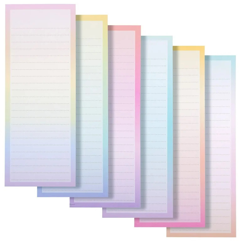 6 Pack Magnetic Notepads for Refrigerator, Grocery, To Do Lists, Pastel Rainbow Gradient Design (... | Walmart (US)