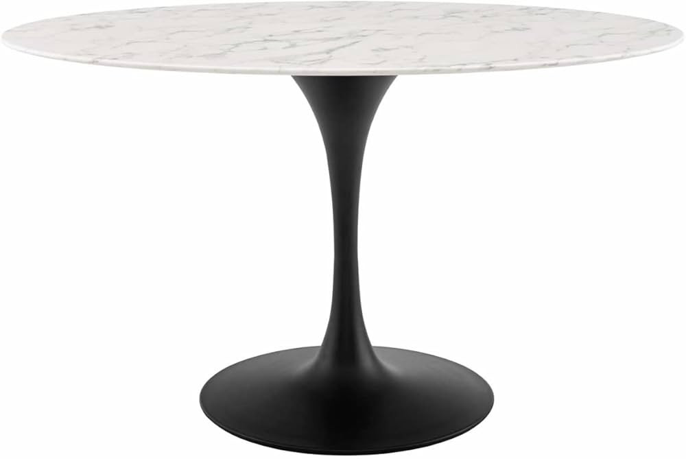 Modway Lippa 54" Oval-Shaped Mid-Century Modern Dining Table with Artificial Marble Top and Black... | Amazon (US)
