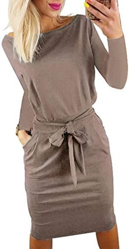 PRETTYGARDEN Women's Fashion Casual Long Sleeve Belted Party Bodycon Sheath Pencil Dress | Amazon (US)