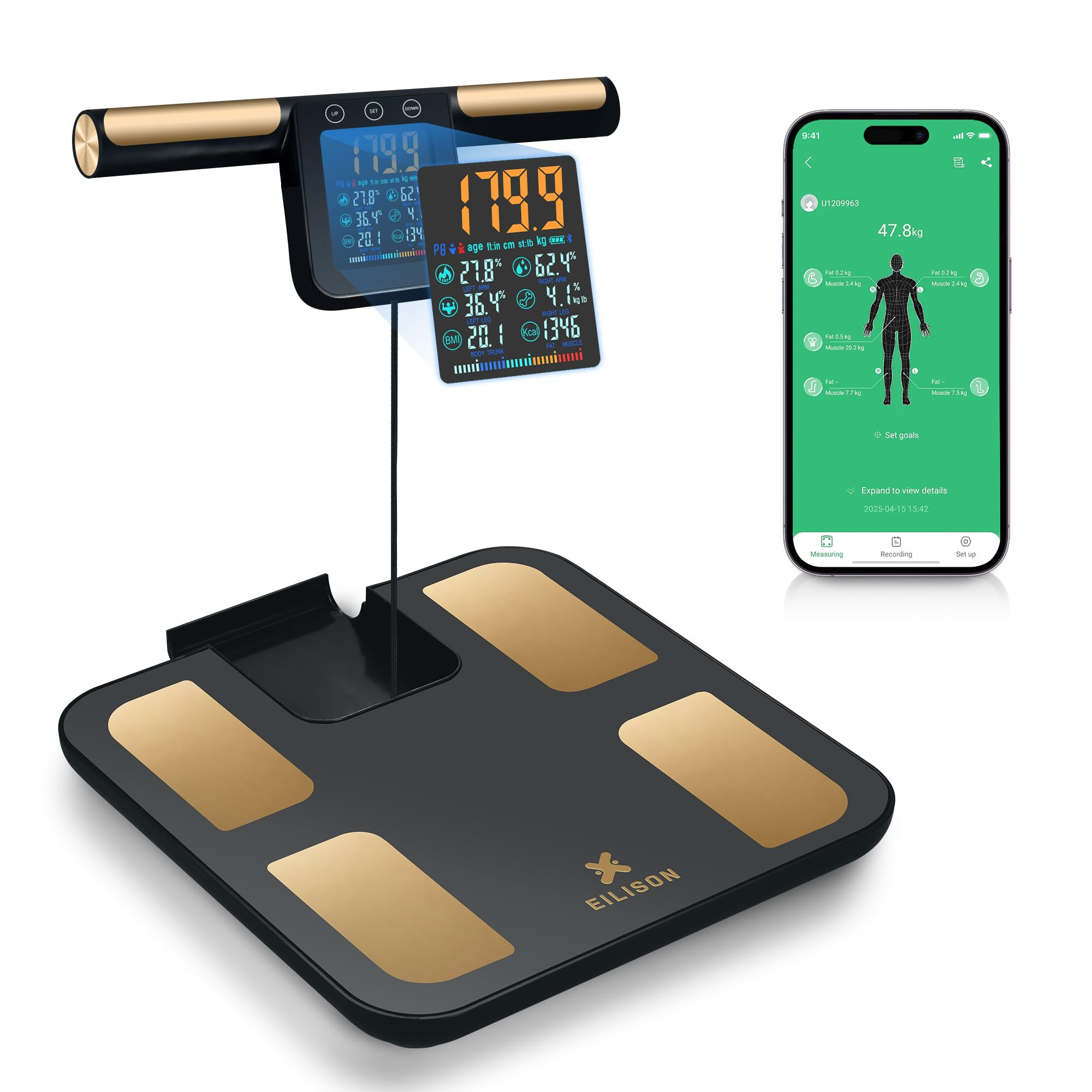 EILISON Smart Scale for Body Weight: 8-Electrode Digital Bathroom Scale for Fat BMI Muscle Body C... | Amazon (US)