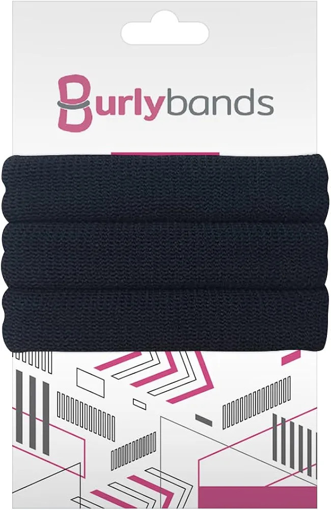 Burlybands Elastic Hair Ties No Damage for Thick Heavy Hair, Black 3 Pack | Amazon (US)