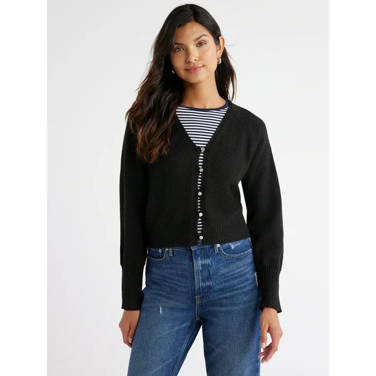 Free Assembly Women’s 90’s V-Neck Cardigan Sweater, Lightweight, Sizes XS-XXXL - Walmart.com | Walmart (US)