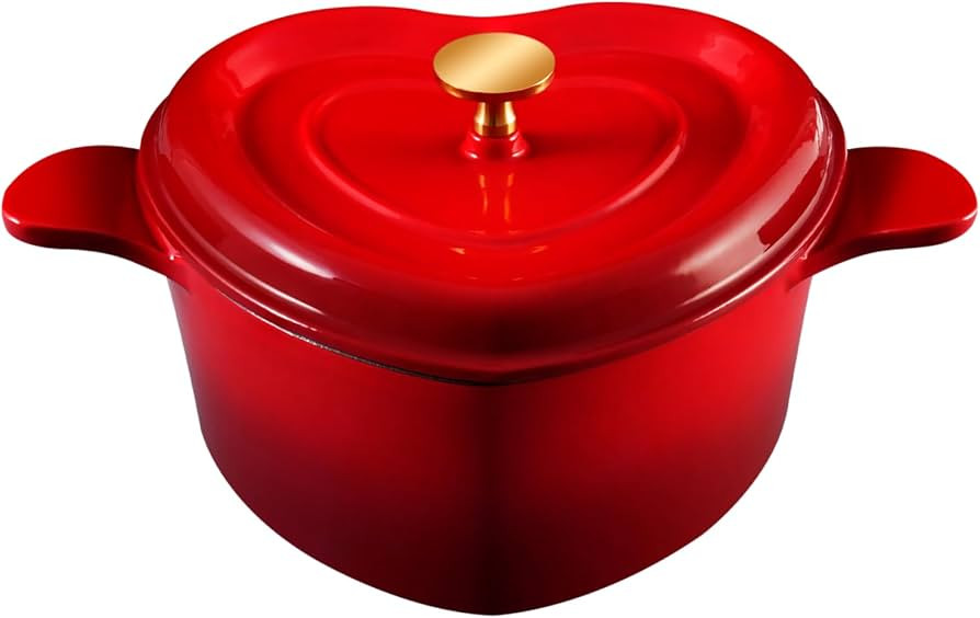 Heart Shaped Dutch Oven 3 qt Cast Iron Dutch Oven Pot with Lid Enameled Cast Iron Dutch Oven for ... | Amazon (US)