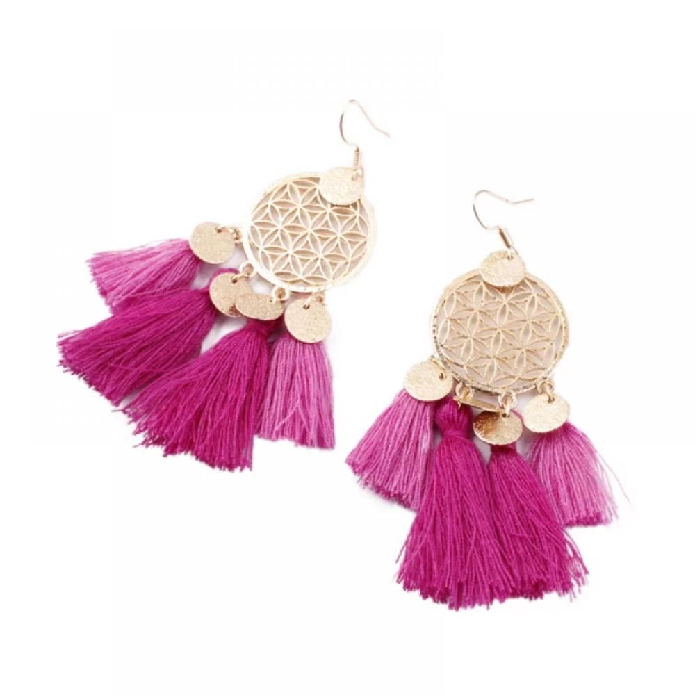 Gargrow Bohemian Ethnic Statement Tassel Drop Earrings for Women Golden Round Sequins Ladies Earr... | Walmart (US)