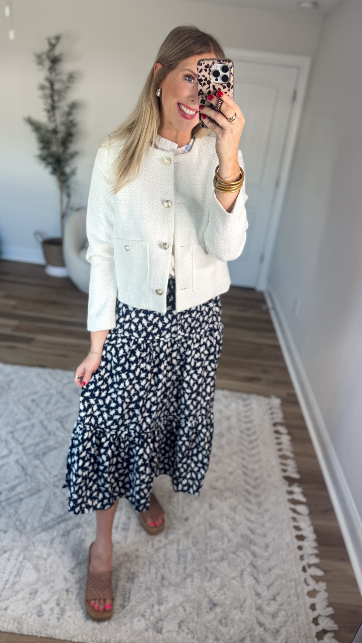 Weekend Walmart Wins try-on
Tweed lady jacket- small
Ruffle neck top- small
Floral midi skirt- small 

#LTKootd #LTKWorkwear #LTKgrwm