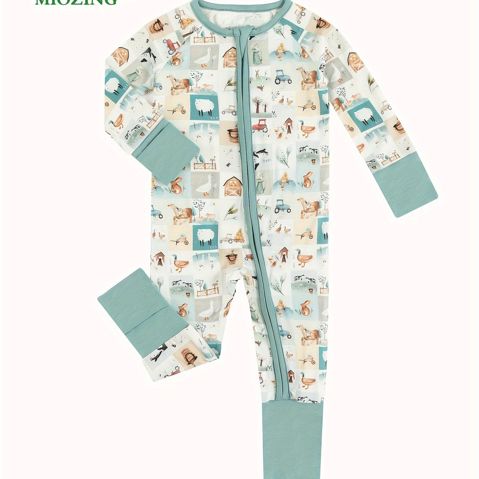 Miozing Bamboo Fiber Bodysuit Baby Cartoon Farm Animal - Temu | Temu Affiliate Program