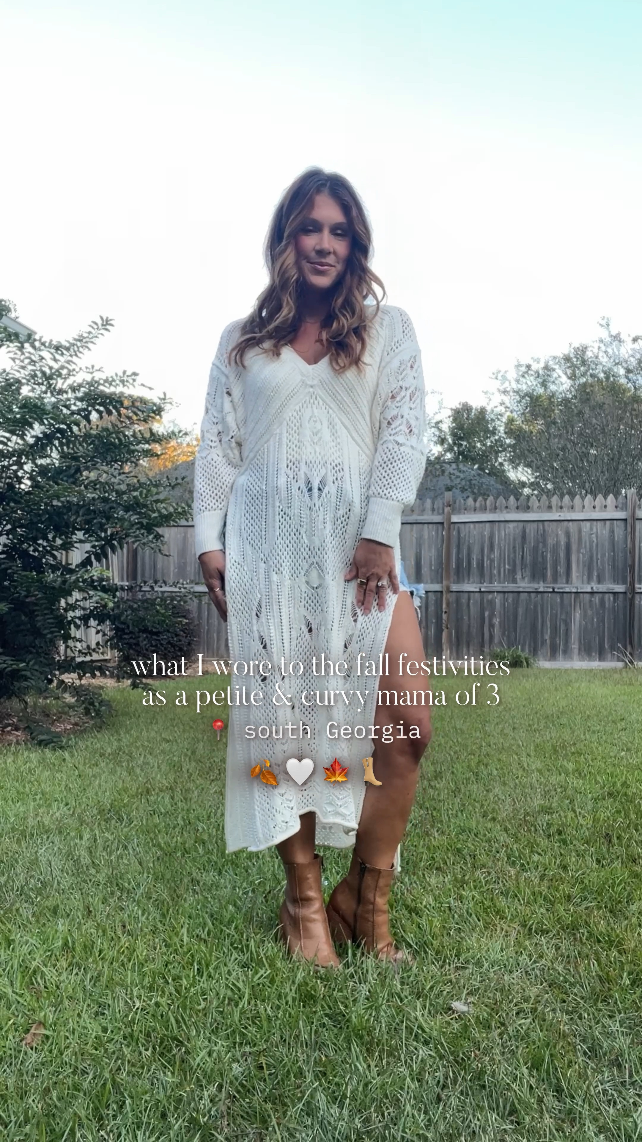 fall festivities in the south call for shorts because it's still so hot! 🍂🤍🍁👢 comment FALL for a 🔗 to shop this fit. 

.
.
.
#fallfashion #petitefashion #fallootd fall fashion trends | outfit inspo | fall outfit ideas