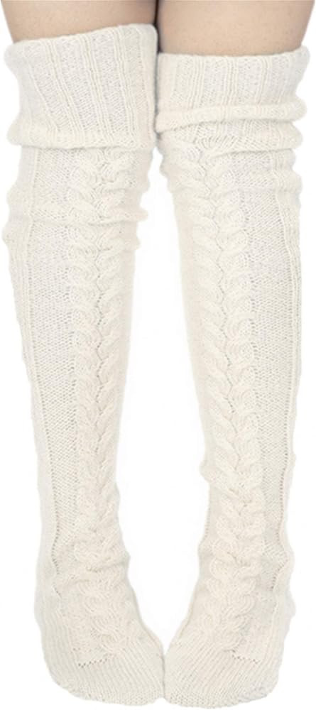 VARWANEO Fashion Women Cable Knit Thigh High Boot Socks Over Knee High Long Leg Tube Leg for Warm... | Amazon (US)