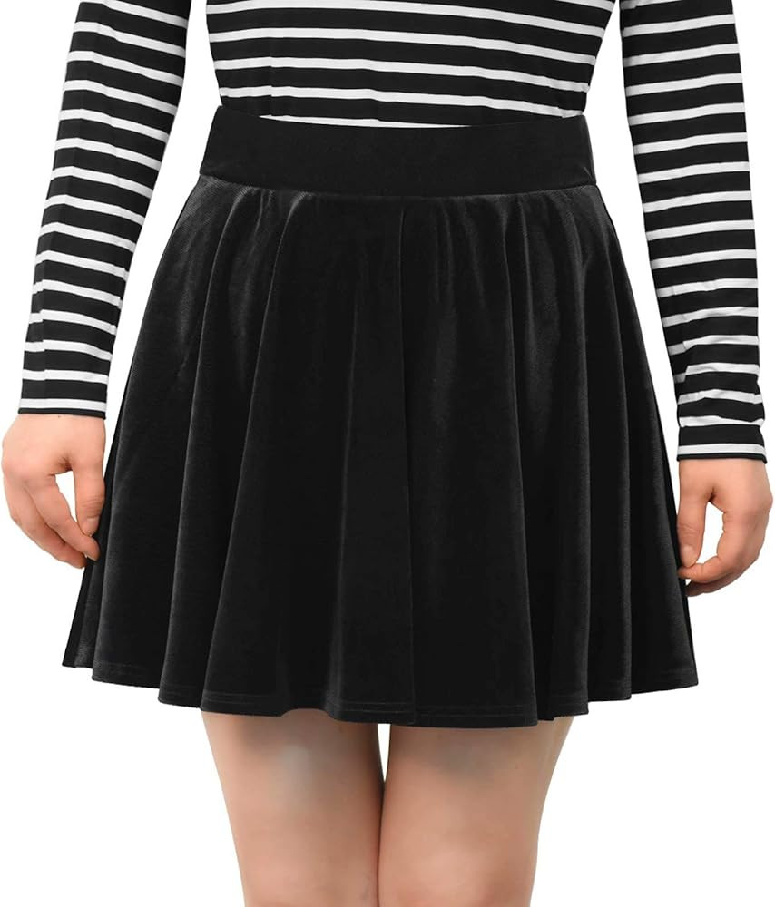 Mini Skater Skirt Flared Velvet/Plaid Skirts for Women | Amazon (US)