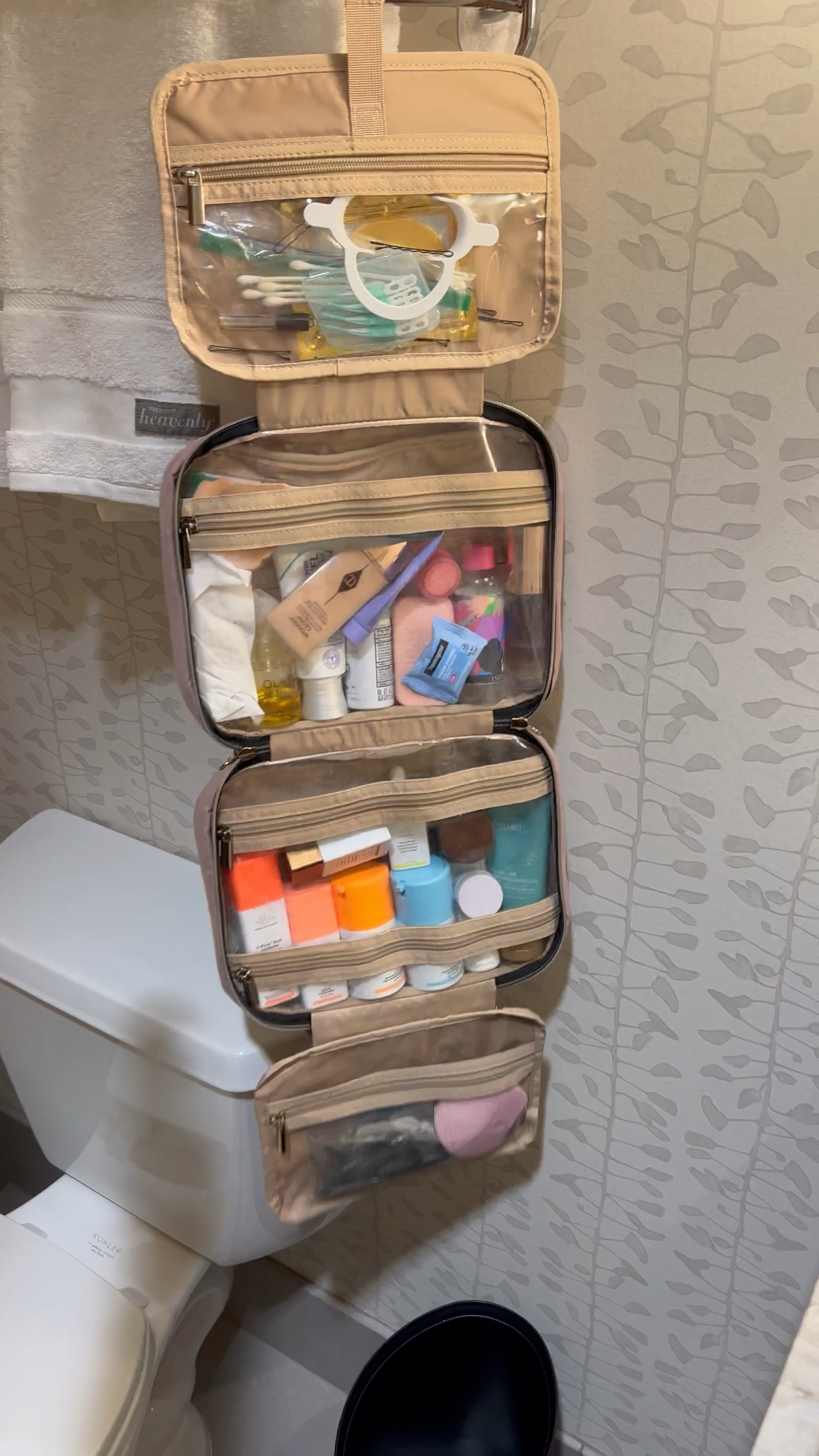 Travel makeup bag. This bag is so versatile. I usually fit all my skin care/ make up/ hair care and other goodies in there. 