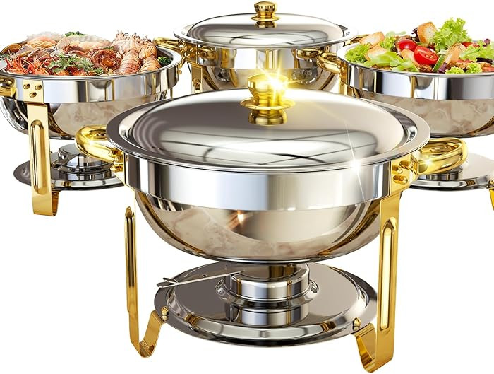 Chafing Dishes for Buffet 4 Pack, 6QT [Worry-Free Assemble] Food Warmers for Parties Buffet [Eleg... | Amazon (US)