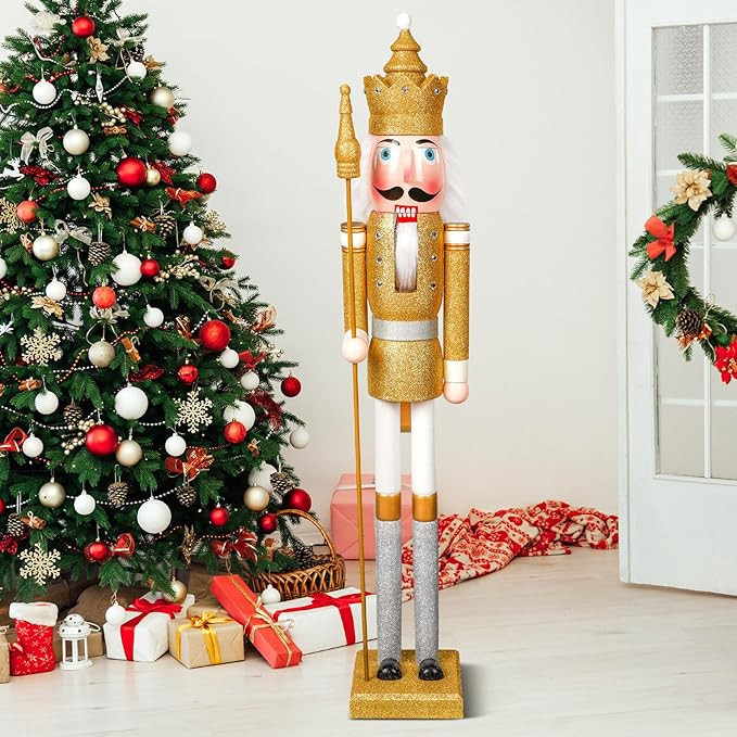 Liliful 48 Inch 4 ft Tall Life Size Christmas Nutcracker King Giant Wooden Nutcracker Soldier wit... | Amazon (US)