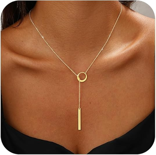 Hergory Long Gold Necklace for Women Trendy, Dainty Layered Lariat Necklace 14k Gold Plated Silve... | Amazon (US)