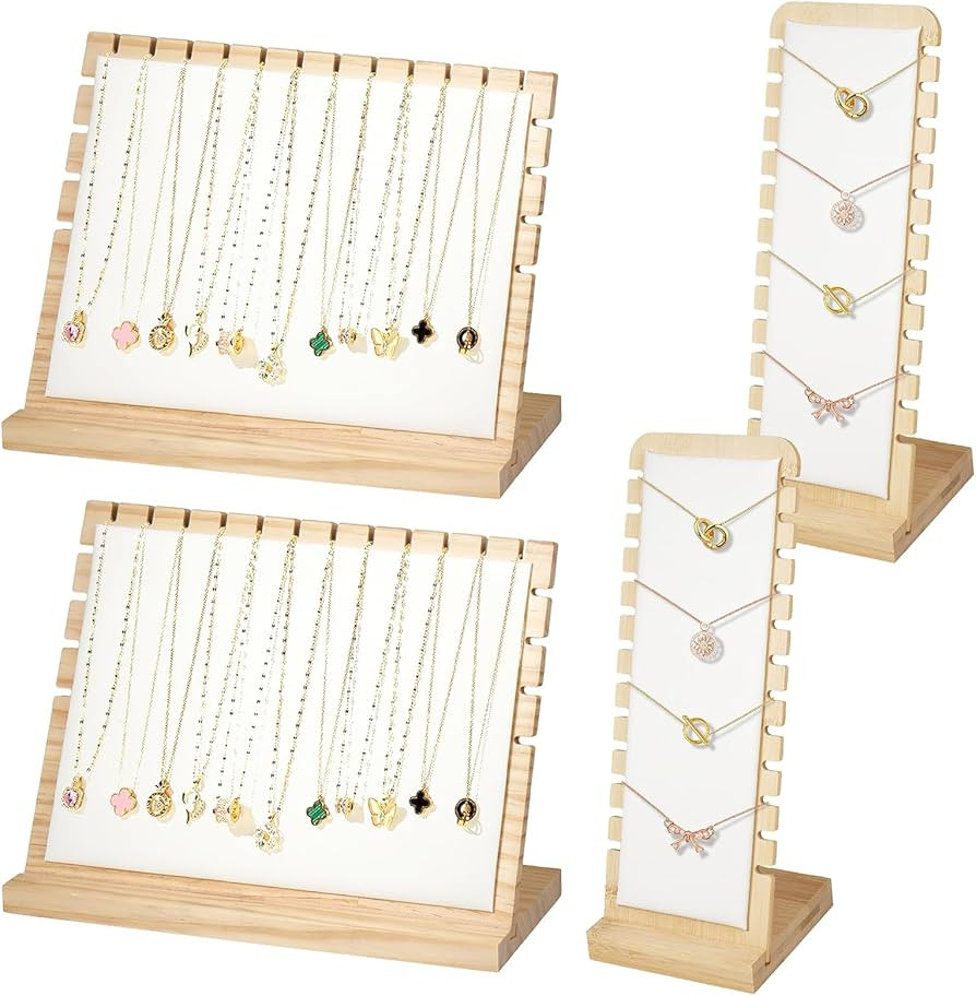 4pcs Jewelry/Necklace Display Stands, Wood Pendant Necklace Holder Necklace Display Storage Jewel... | Amazon (US)