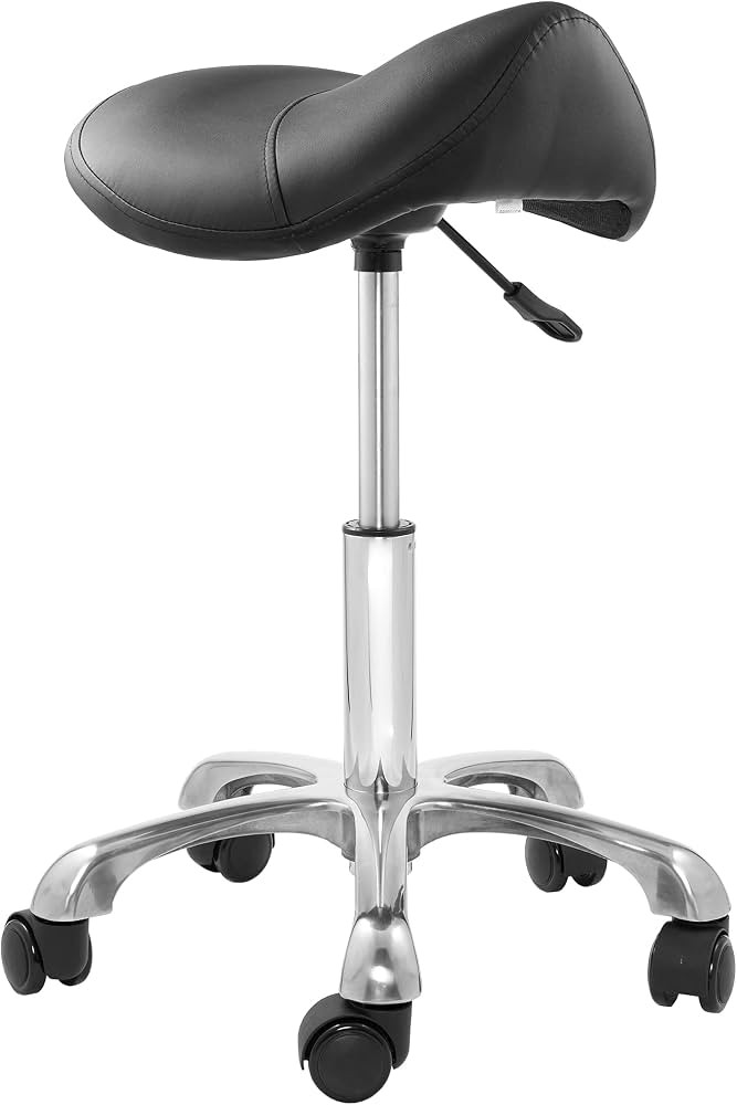 Saloniture Professional Ergonomic Saddle Stool, Black - Adjustable Hydraulic Seat, Rolling Spa Sa... | Amazon (US)