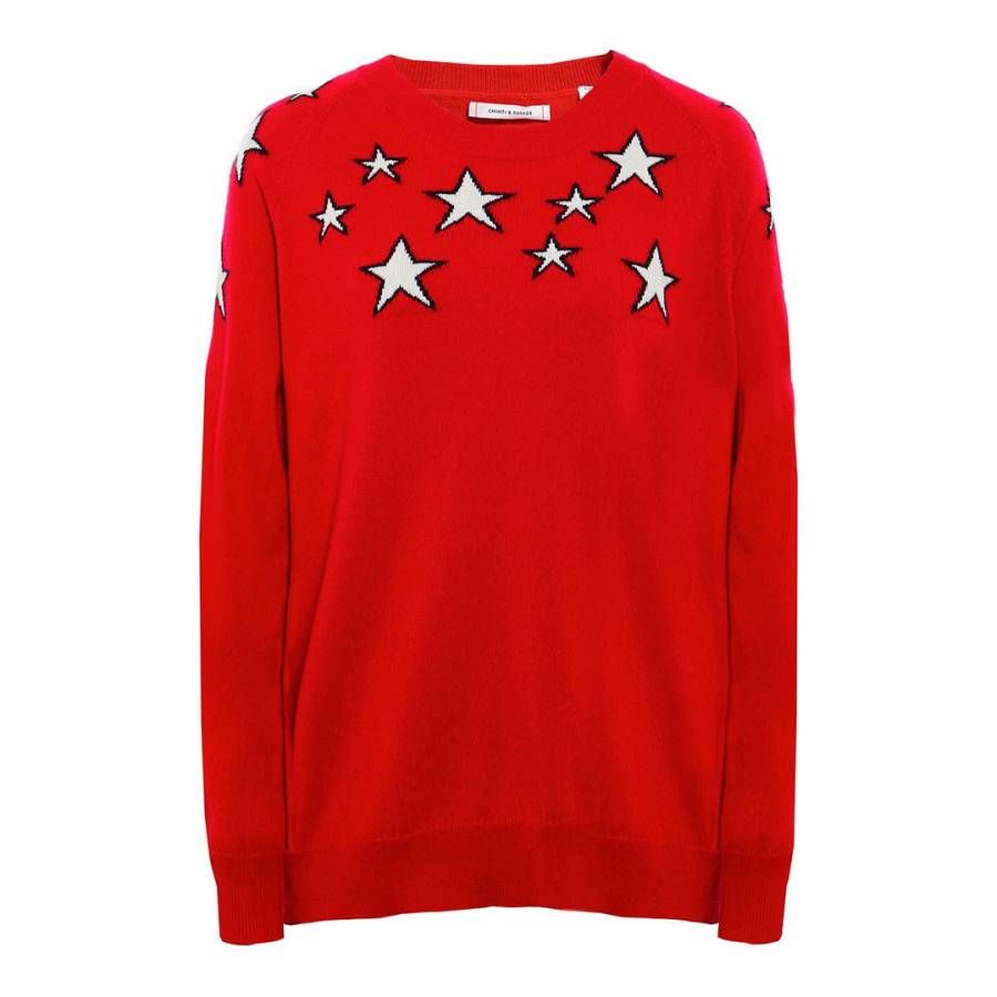 Poppy/Cream/Navy Cashmere Stardust Sweater | BrandAlley UK