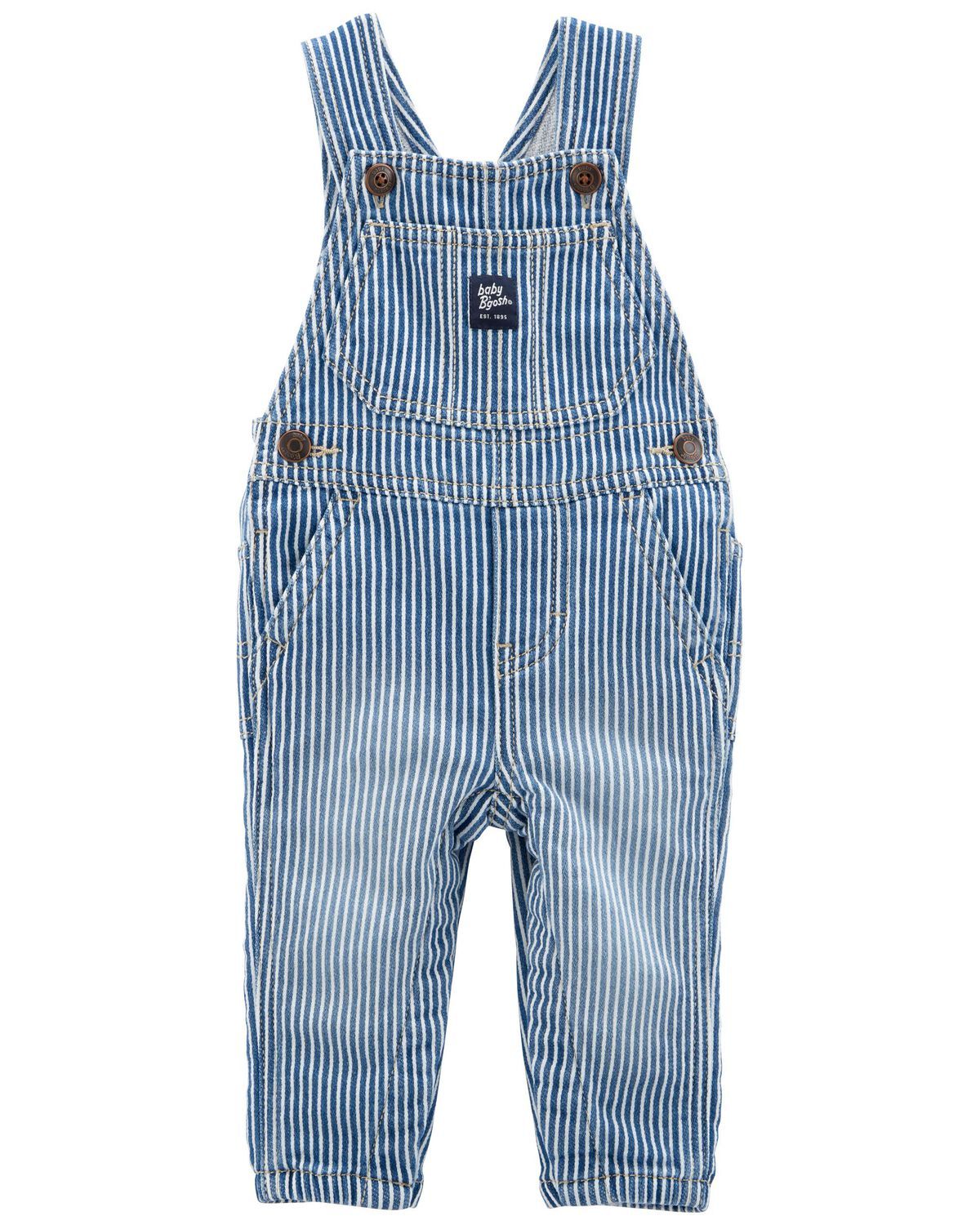 Baby Knit-Like Denim Hickory Stripe Overalls - OshKosh | Carter's | Carter's Inc