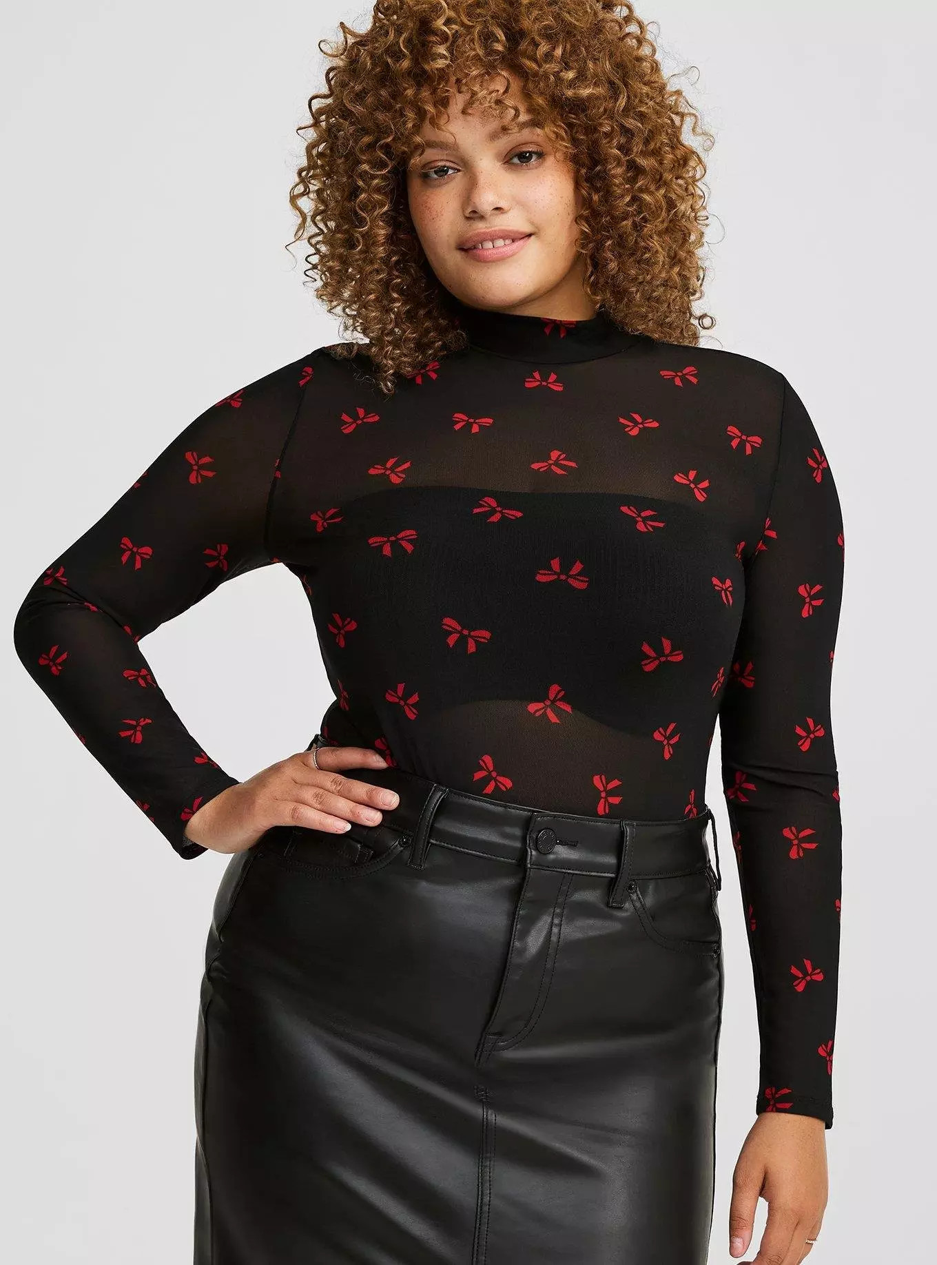 Mesh Mock Neck Long Sleeve Top | Torrid (US & Canada)