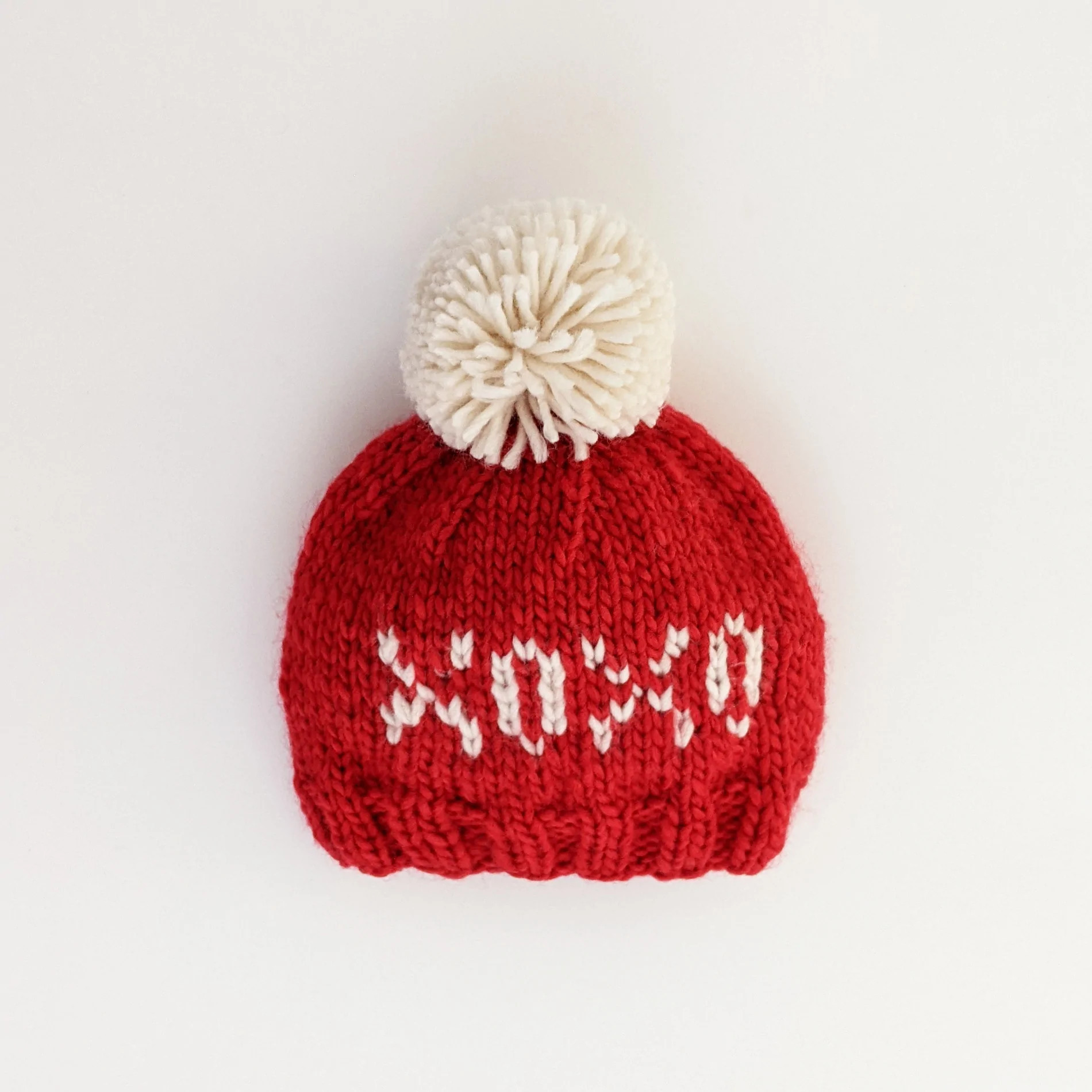 Valentine's Day Knit Pom Hat, XOXO Red | SpearmintLOVE