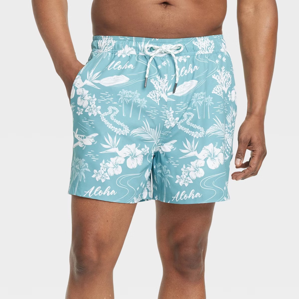 Men's 5" Floral Print Swim Shorts - Goodfellow & Co™ Teal | Target
