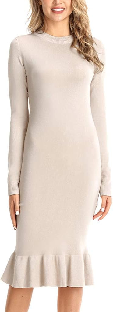 Rocorose Women's Sweater Dress Bodyon Mermaid Mock Neck Long Sleeve | Amazon (US)