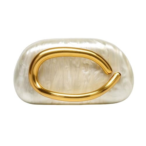 GSYPS Women Evening Clutch Purse Metal Handle Acrylic Purse Unique Shoulder Bag Causal Handbags for Bride Party Wedding B-Beige | Amazon (US)