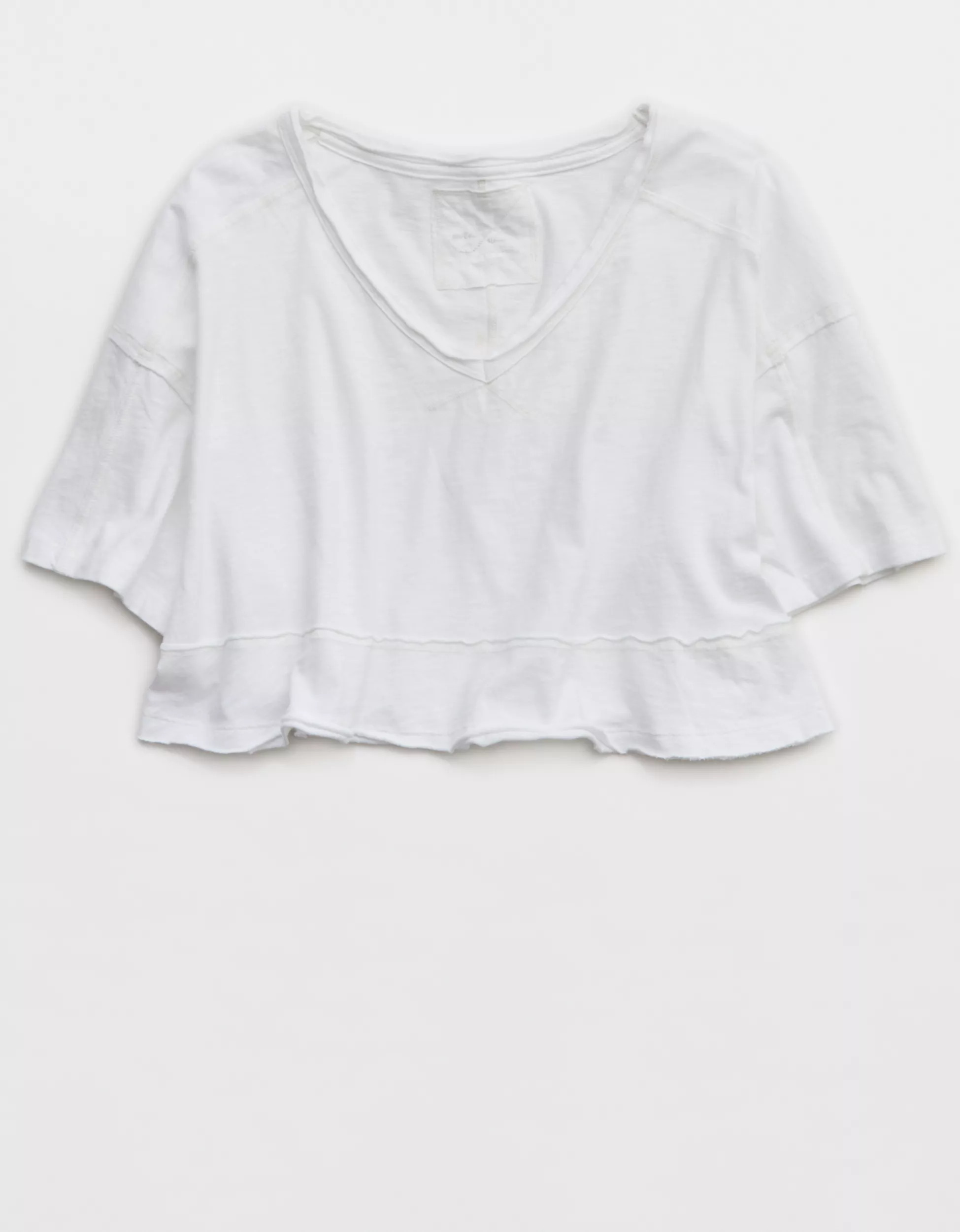 Aerie Happiest Cropped V Neck T-Shirt | Aerie