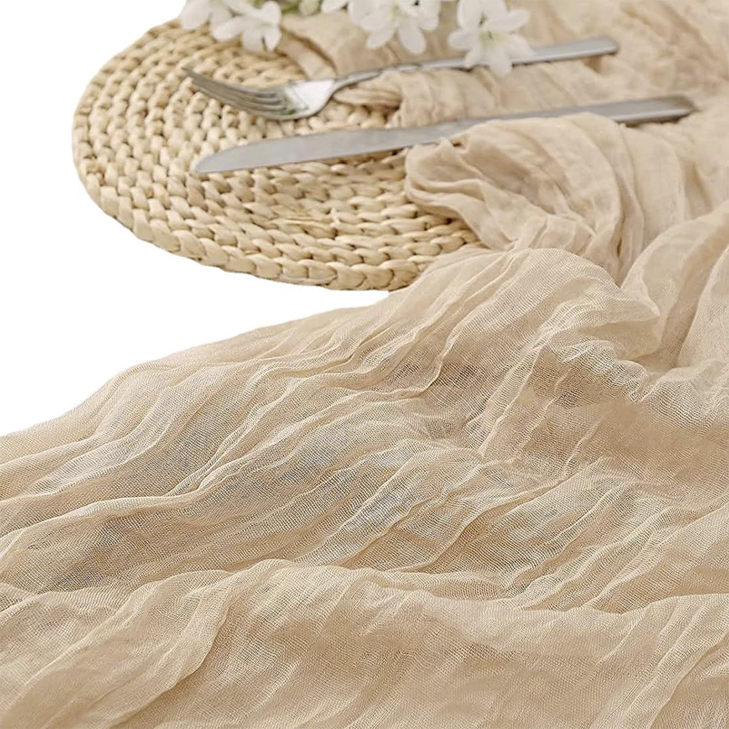 2 Pack 10 Ft Cheesecloth Table Runner Beige Gauze Long Table Runners Boho Gauze Cheese Cloth Tabl... | Amazon (US)
