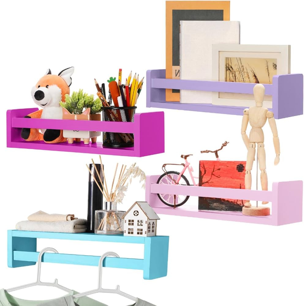 Set of 4 Nursery Book Shelves Floating Bookshelves Nursery Shelves for Wall Book Shelf Organizer ... | Amazon (US)