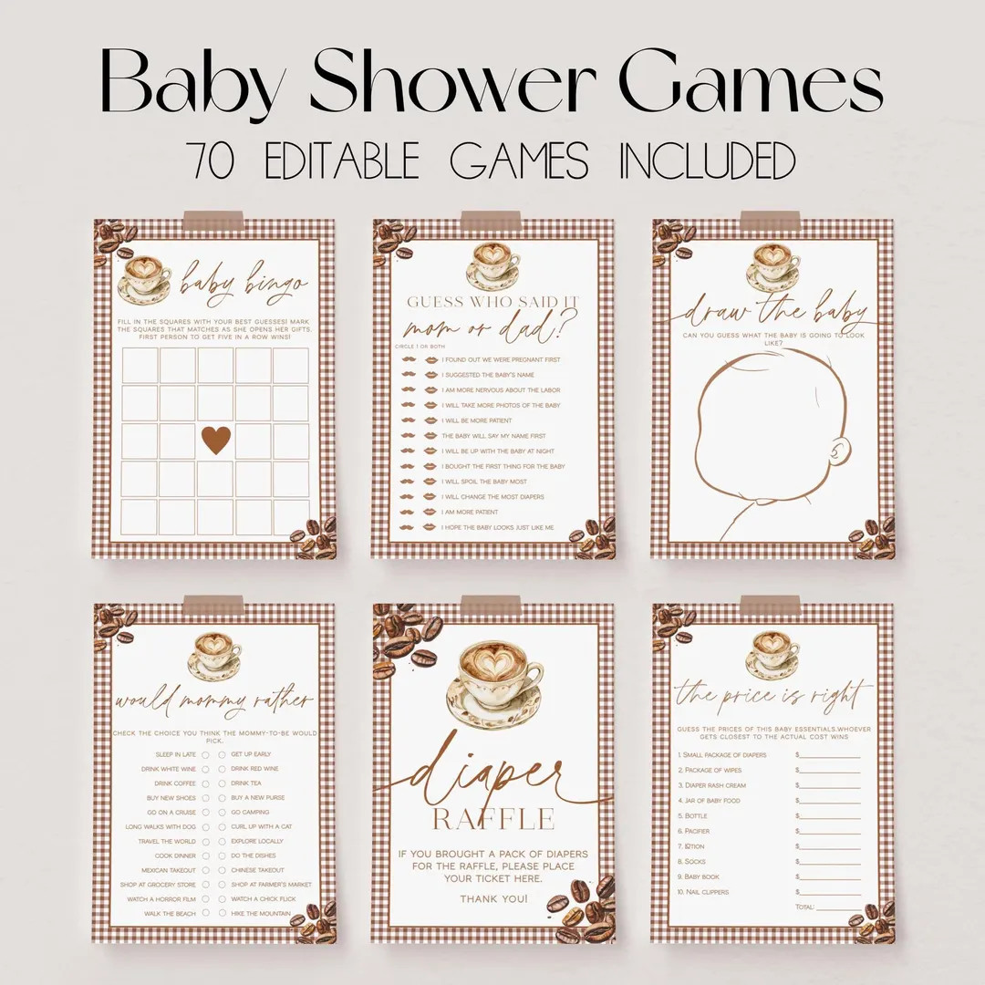 70 Baby Shower Games, A Baby is Brewing Baby Shower Game Bundle, Coffee Baby Shower Bundle, Baby ... | Etsy (US)