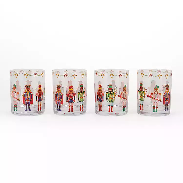 New! Holly Nutcracker Old Fashioned Glasses, Set of 4 | Kirklands