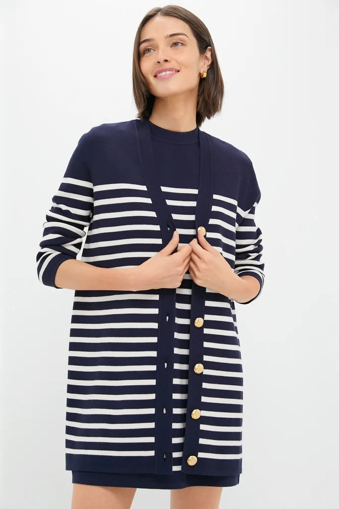 Navy and White Stripe Knit Liv Cardigan | Tuckernuck (US)