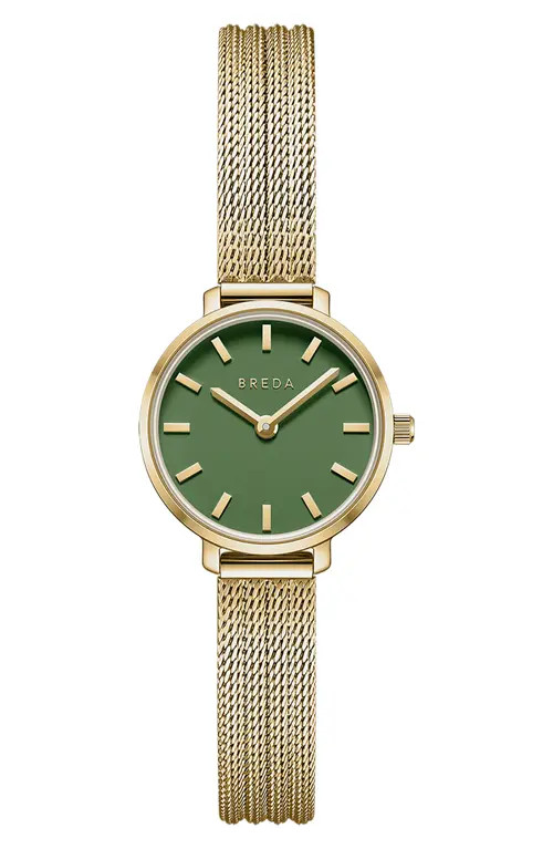 BREDA Beverly Mesh Strap Watch, 25mm in Gold at Nordstrom | Nordstrom