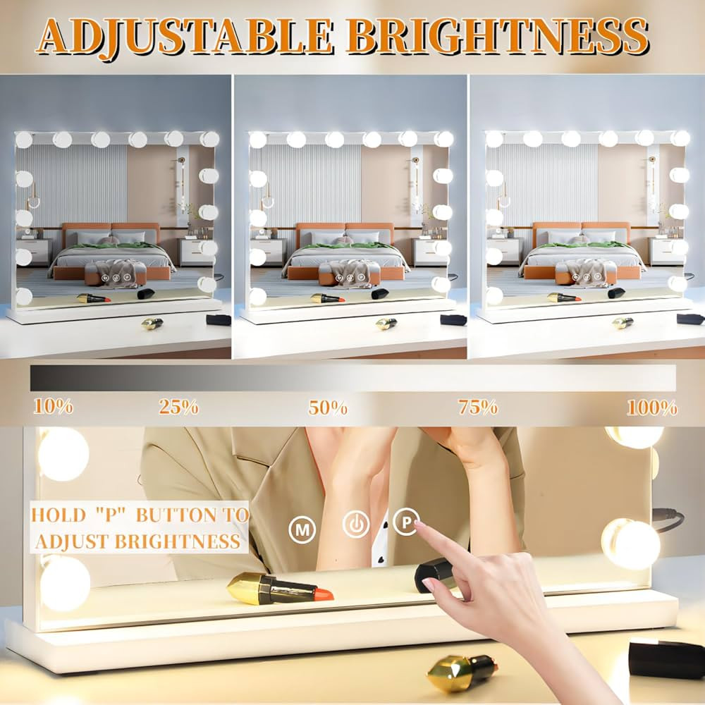 Vanity Mirror with Lights Lighted Makeup Mirror with Dimmable LED Bulbs,3 Color Lighting Modes,US... | Amazon (US)