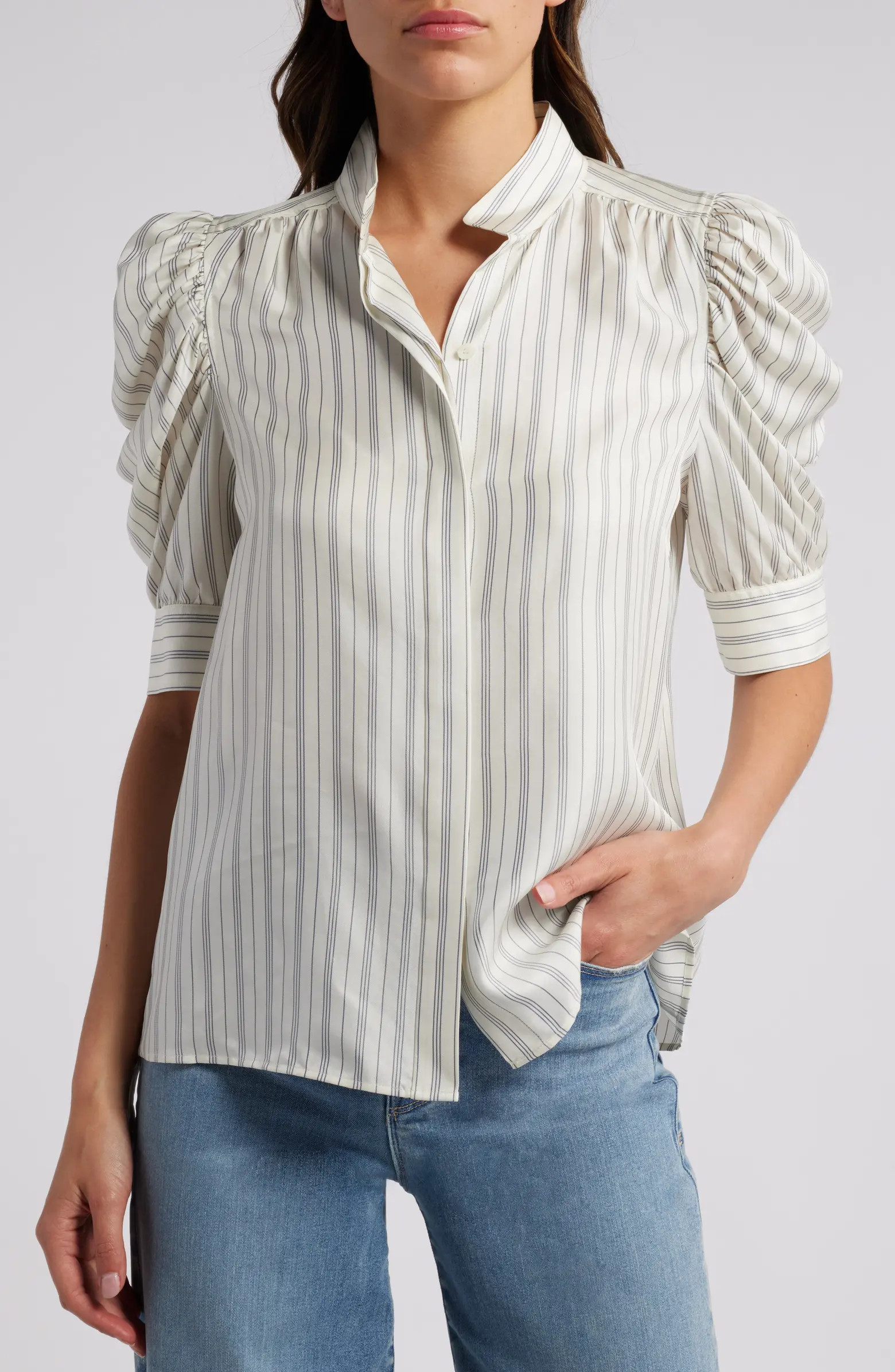 FRAME Gillian Stripe Silk Button-Up Shirt | Nordstrom | Nordstrom