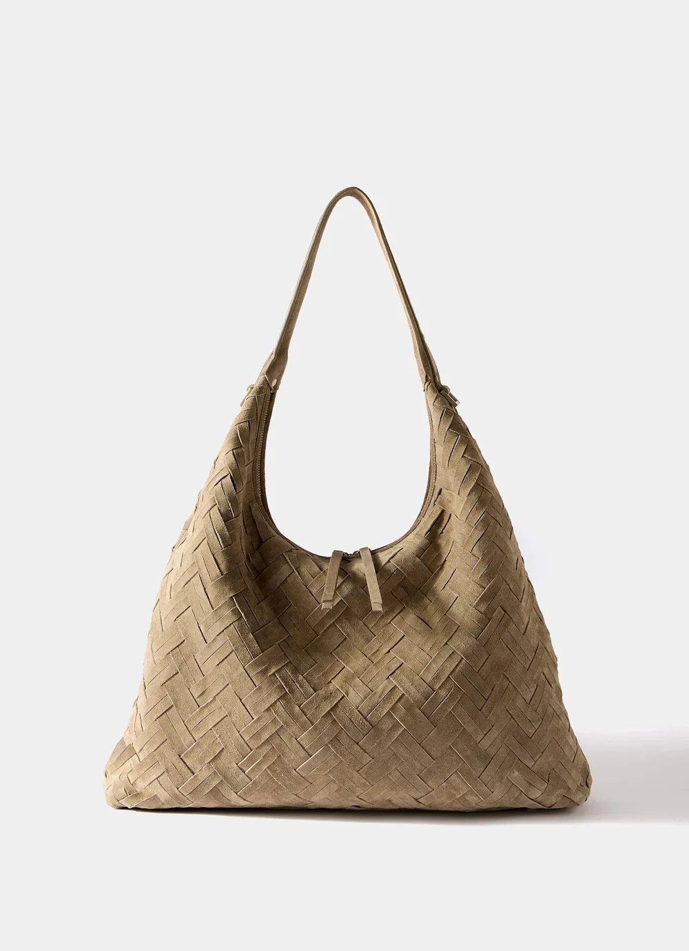 May Khaki Woven Suede Shoulder Bag | Mint Velvet