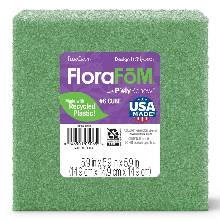 FloraCraft FloraFōM Foam Cube 5.9 inch x 5.9 inch 5.9 inch Green | Walmart (US)