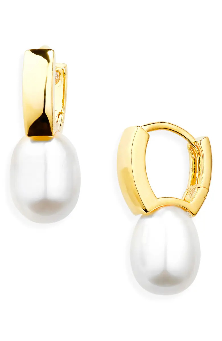 Demi Fine Freshwater Pearl Huggie Hoop Earrings | Nordstrom