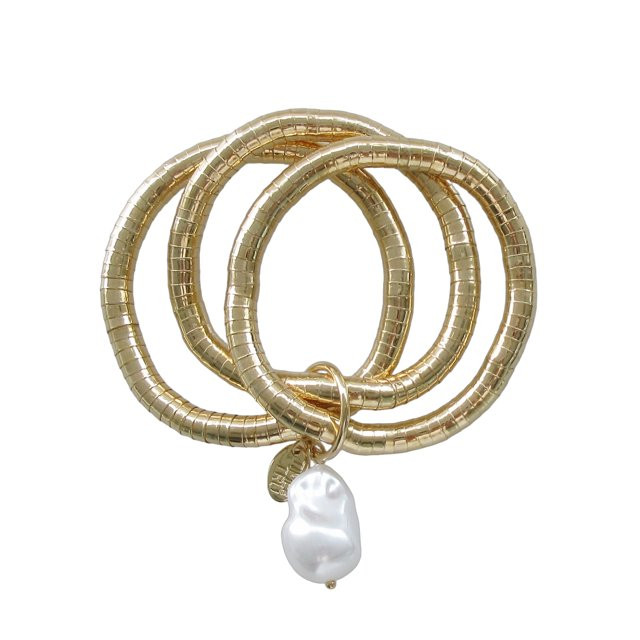 Time And Tru Women's Baroque Pearl Drop Gold Stretchy Bracelet Set | Walmart (US)