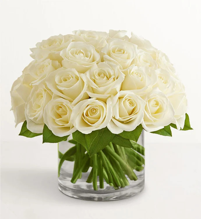 Contemporary White Roses for Sympathy | 1800flowers.com