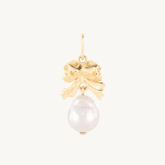 Love You Forever Skull & Pearl Charm, Yellow Gold | Catbird
