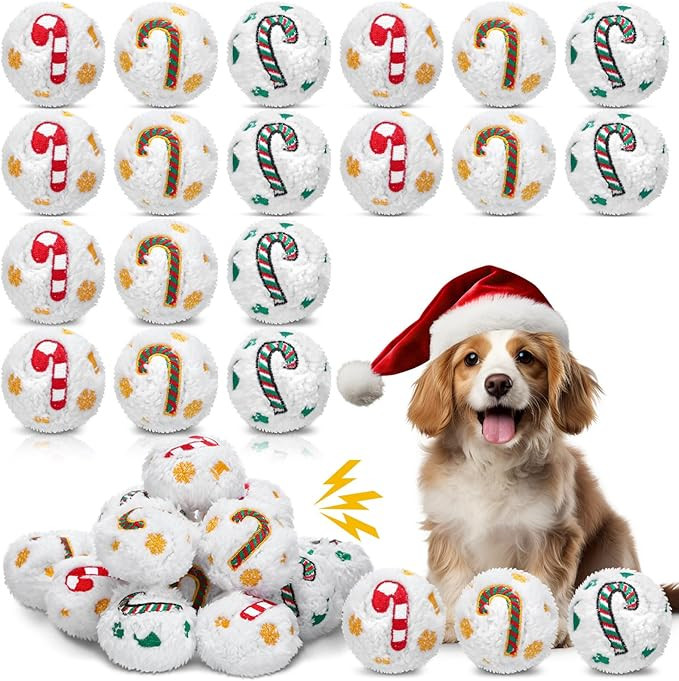 Syhood 60 Pcs Christmas Snowball Dog Toys Squeaky Christmas Snowball Fight Plush Toys for Xmas In... | Amazon (US)